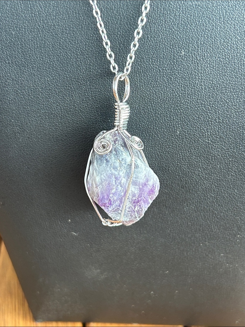 Artisan Silver Wire Wrapped Amethyst Pendant Necklace